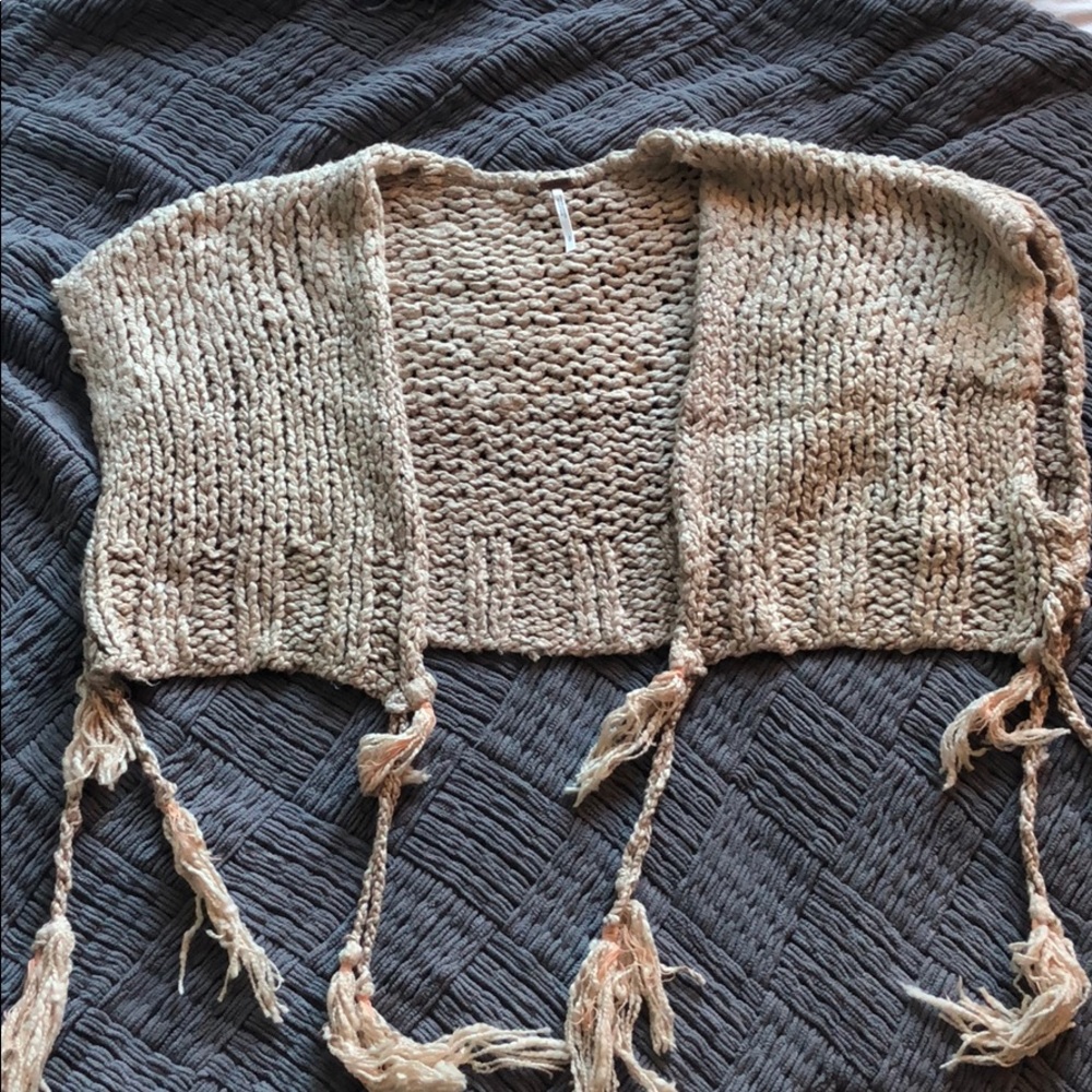 Cotton vest sweater with tie trim